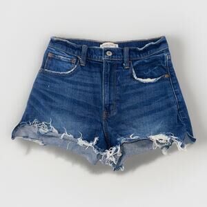 Abercrombie & Fitch High Rise Cutoff Denim Shorts Size 26 2 Blue Distressed
